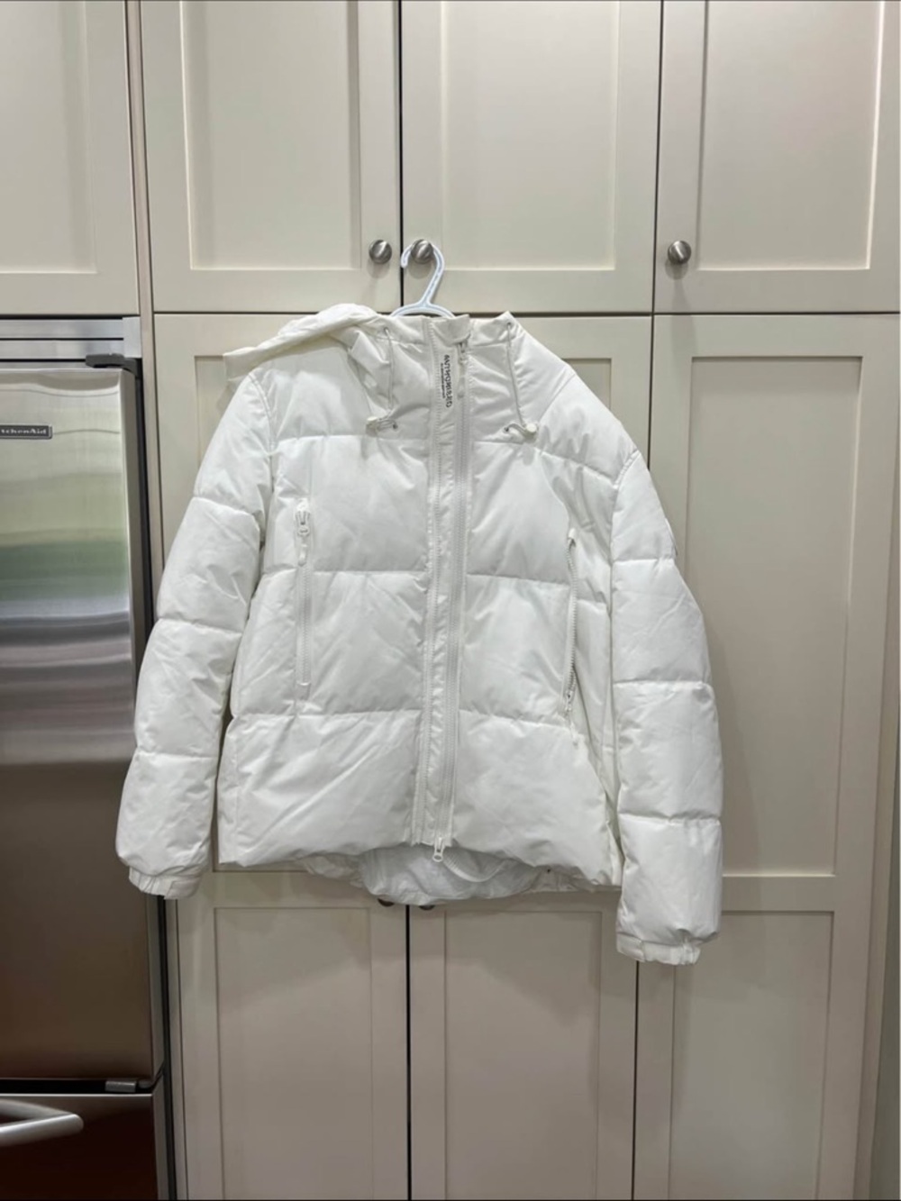 Zara mens white puffer coat